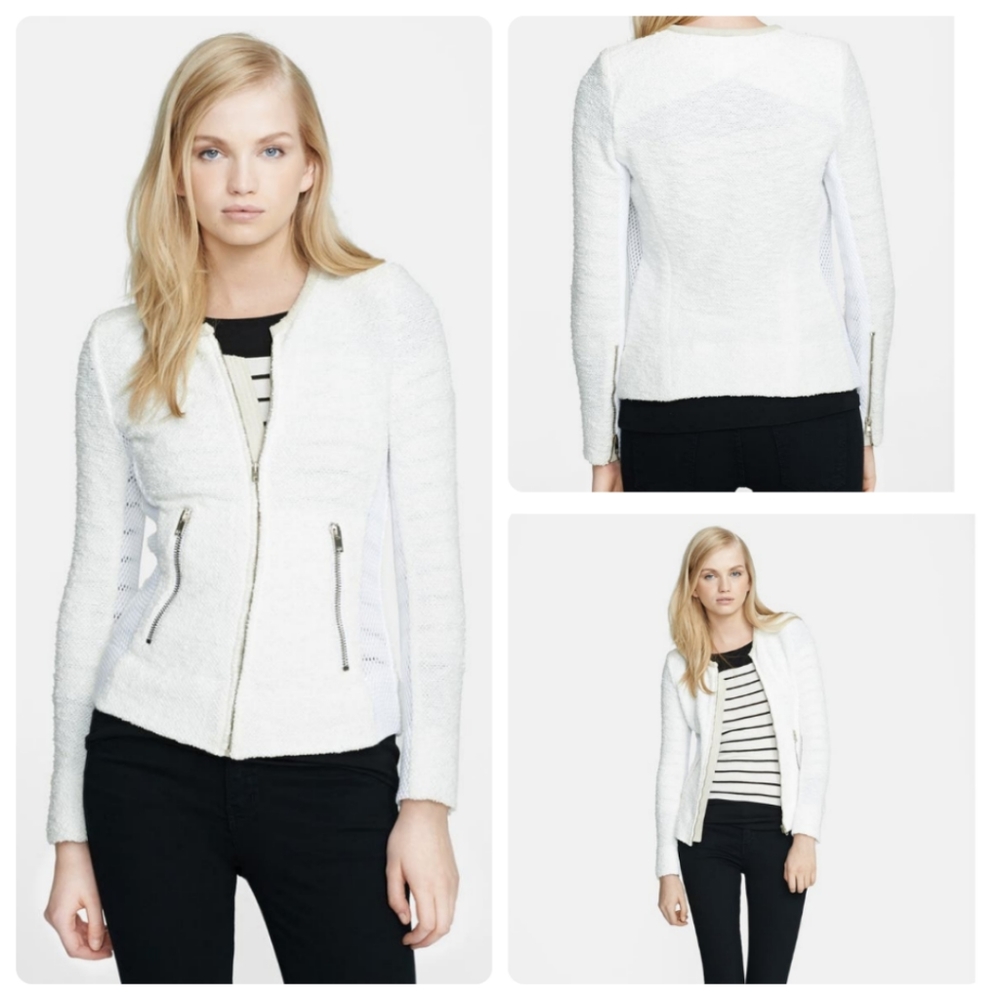 Iro Amiya Veste' Bouclé & Mesh Off White J…